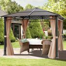 Toolport Garden Gazebo Hardtop Rendezvous Deluxe, 3x3m, cappuccino - (300117)