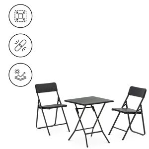 Uniprodo Garden Furniture Set - table with 2 chairs - steel / HDPE - foldable UNI_BS_02