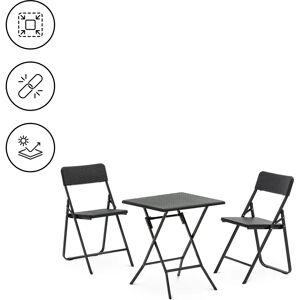 Uniprodo Garden Furniture Set - table with 2 chairs - steel / HDPE - foldable UNI_BS_02