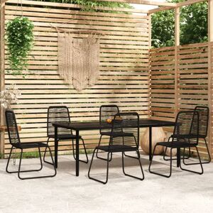 Ebern Designs 7 Piece Garden Dining Set Black, 1 Table, 6 Chair black 200.0 W x 100.0 D cm