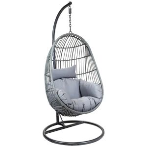 Freeport Park Nehemiah Rattan Egg Shaped Swing Chair with Stand gray 197.0 H x 95.0 W cm
