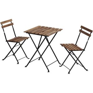 Rio Bistro Set Metal Frame with FSC 100% Acacia Wood Natural Colour (2 chairs + 1 table) black/brown/white 41.0 W x 54.0 D cm