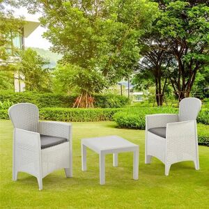 Dakota Fields Dilana 2 Seater Rattan Conversation Set white