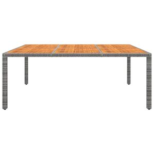 Ebern Designs Garden Rattan/Steel/Wooden Dining Table gray/white 75.0 H x 200.0 W x 150.0 D cm