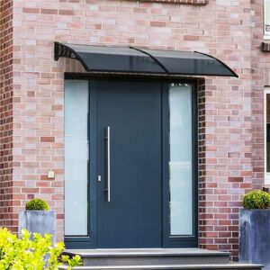 HOMCOM 2m W x D 1m Door Canopy black 25.0 H x 200.0 W x 80.0 D cm