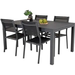 Dakota Fields Geir 4 Seater Dining Set black 74.0 H x 160.0 W x 100.0 D cm