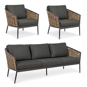 17 Stories Hayti Polyethylene (PE) Wicker 5 - Person Seating Group with Cushions black 207.0 H x 208.0 W x 84.0 D cm