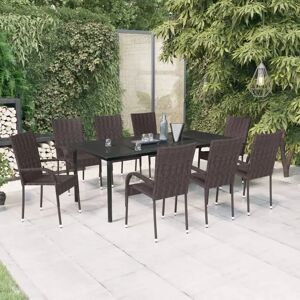 Rosalind Wheeler 9 Piece Garden Dining Set, 1 Table, 8 Chair black 200.0 W x 100.0 D cm