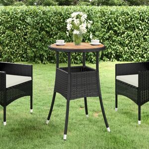Ebern Designs Garden Rattan/Steel/Wooden Dining Table white/black 75.0 H x 200.0 W x 150.0 D cm