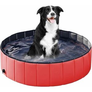 Dog Pool, Large Dog Pool, Collapsible Dog Pool, Small Dog Pool, Collapsible Pool Dog Tub, Non-Slip pvc Tub (Red and Blue) Denuotop