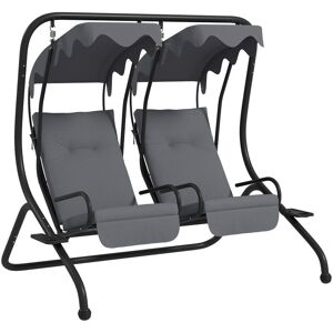 Canopy Swing 2 Separate Relax Chairs w/ Handrails, Cup Holders Grey - Grey - Outsunny