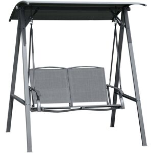 2 Seater Garden Swing Chair Swing Bench w/ Adjustable Canopy Dark Grey - Dark Grey - Outsunny