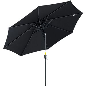 Outsunny - 3(m) Patio Umbrella Outdoor Sunshade Canopy w/ Tilt & Crank Black - Black