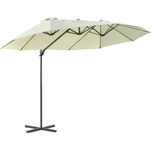 Double Canopy Offset Parasol Umbrella Garden Shade Steel Canopy Beige - Beige - Outsunny