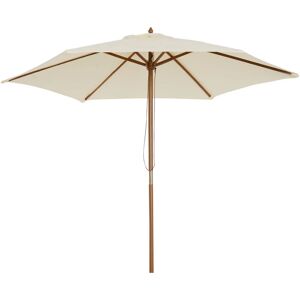 Outsunny - Wood Garden Parasol Sun Shade Patio Outdoor Wooden Umbrella Canopy Cream - Cream
