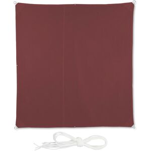 Shade sail, square canopy, waterproof, uv protection, with tension ropes, outdoor, size 3 x 3 m, red-brown - Relaxdays