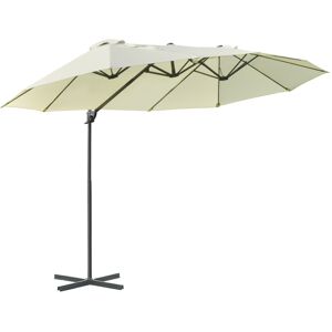 Outsunny Double Canopy Offset Parasol Umbrella Garden Shade Steel Canopy Beige