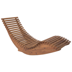 Beliani Sun Lounger Light Acacia Wood Slatted Design Rocking Feature Curved Shape Garden Sunbed Material:Acacia Wood Size:180x100x60