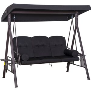 Outsunny Swing Chair Hammock Chair 3 Seater Canopy Cushion Shelter Outdoor Bench Black