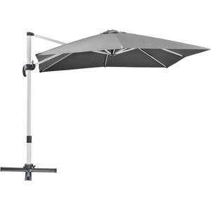 Outsunny 3 x 3(m) Cantilever Parasol, Square Garden Umbrella with Cross Base, Crank Handle, Tilt, 360° Rotation and Aluminium Frame, Grey