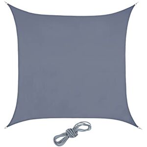 Relaxdays Sun Sail Shade Square, PES Fabric, UV Protection, Canopy with Ropes, 2 x 2 m, Dark Grey