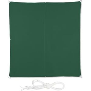 Relaxdays Sun sail, 3x3 m, water repellent, polyester, square canvas with tension ropes, garden & balcony, green