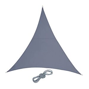 Relaxdays Sun Sail Shade Triangular, 3 x 3 x 3 m, PES Fabric, UV Protection, Canopy with Ropes, Dark Grey