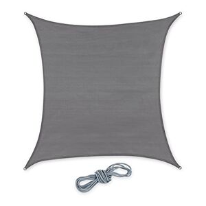 Relaxdays Sun Sail Shade Square, HDP Mesh, UV Protection, Canopy with Ropes, 3 x 3 m, Dark Grey
