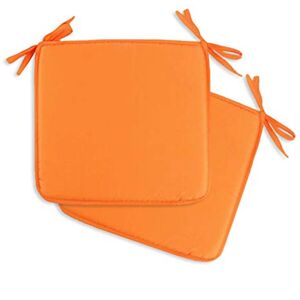 EXQULEG Chair Cushion Square Seat Pads with Ties Chair Mat for Home Office Garden Patio Coffee Shop Bar Pad Square Cushions Non Slip (Orange,Pack of 2)