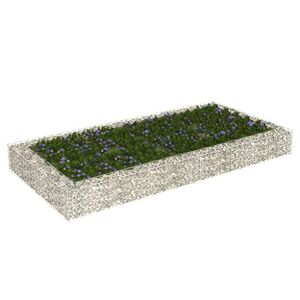 vidaXL Gabion Raised Bed in Galvanised Steel - 200x100x20 cm Silver Rectangular Flower Plant Bed - High Load Capacity - Requires Assembly