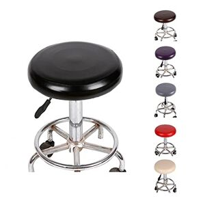 Rooeling Bar Stool Covers Round - PU Leather Circle Stool Cushion - Waterproof Bar Seat Cushions Covers Breathable Elastic Seat Slipcover Chair Covers