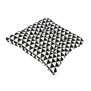 FANSU Chair Cushions with Ties,Geometry Print Seat Pads Linen Tatami Chair Seat Pads Cushion Thick Padded Booster Chair Cushion for Home Floor Patio Garden or Office (Black Triangle,40x40x7cm)