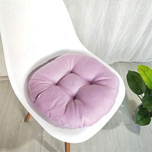 Morbuy Round Linen Cushion Chair Pad Quilted Seat Pad Plain Floor Tatami Thick Comfortable Padded Sofa Dining Chairs Cushions for Indoor Outdoor Garden Home Décor (40x40cm,Light Purple)