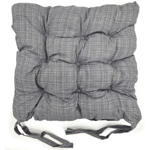 cushion mania Seat Pad Dining Room Garden Kitchen Chair Seat Cushions Tie On TEXTURED (Grey, 1)