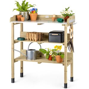 Christow Wooden Potting Table With Storage - Natural Wood