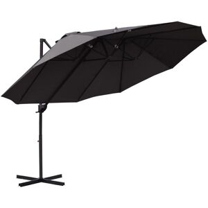 Outsunny Double Canopy Offset Parasol Umbrella Garden Shade Steel Canopy