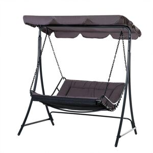 Outsunny 2 Seater Canopy Swing Chair Garden Hammock Bench Outdoor Lounger