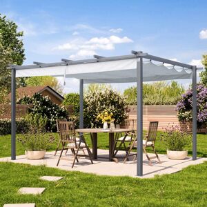 PRIMEYARD 3x4m Pergola, anthracite grey, sun sail, stone - (400102)