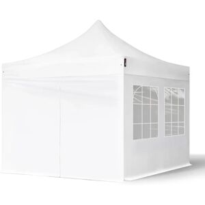 Toolport 3x3m PES 700 Pop up gazebo ECONOMY Steel 30 mm, incl. Sidewalls with Windows, white - (581829)