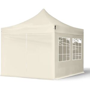 Toolport 3x3m PES 700 Pop up gazebo ECONOMY Steel 30 mm, incl. Sidewalls with Windows, cream - (581833)