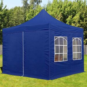 Toolport 3x3m PES 700 Pop up gazebo ECONOMY Steel 30 mm, incl. Sidewalls with Windows, blue - (582633)