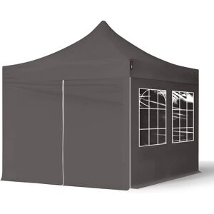 Toolport 3x3m PES 700 Pop up gazebo ECONOMY Steel 30 mm, incl. Sidewalls with Windows, dark grey - (582635)