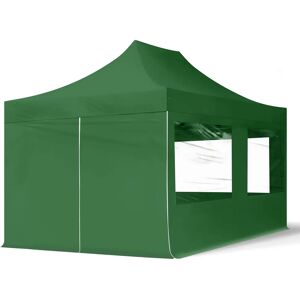 Toolport 3x4.5m PES 700 Pop up gazebo ECONOMY Steel 30 mm, incl. Sidewalls with Panorama Windows, dark green - (59047)