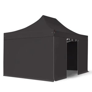 Toolport 3x4.5m PVC 850 Pop Up Gazebo PROFESSIONAL Aluminium 40 mm, incl. Sidewalls, fire resistant, black - (59302)