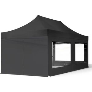 Toolport 3x6m PES 700 Pop up gazebo ECONOMY Steel 30 mm, incl. Sidewalls with Panorama Windows, black - (59357)