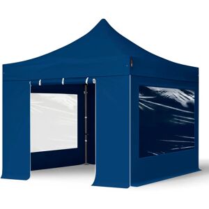 Toolport 3x3m PES 750 Pop Up Gazebo PREMIUM Steel 40 mm, incl. Sidewalls with Panorama Windows, blue - (600010)