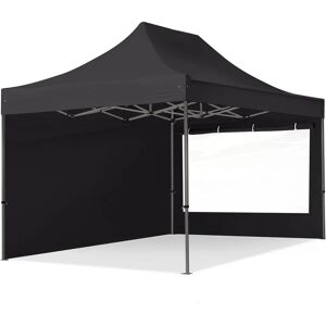 Toolport 3x4.5m PES 750 Pop Up Gazebo PREMIUM Steel 40 mm, incl. Sidewalls with Panorama Windows, black - (600041)