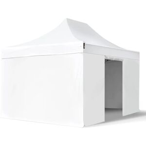 Toolport 3x4.5m PES 750 Pop Up Gazebo PREMIUM Steel 40 mm, incl. Sidewalls, white - (600061)