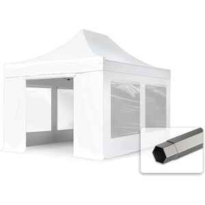 Toolport 3x4.5m PES 750 Pop up gazebo PREMIUM Steel 40 mm, incl. Sidewalls with Panorama Windows, white - (600062)