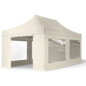 Toolport 3x6m PES 750 Pop Up Gazebo PREMIUM Steel 40 mm, incl. Sidewalls with Panorama Windows, cream - (600072)